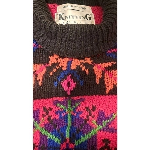 Knitting Needles Knit By Hand Size Small Sweater Preowned Handmade - Picture 4 of 6